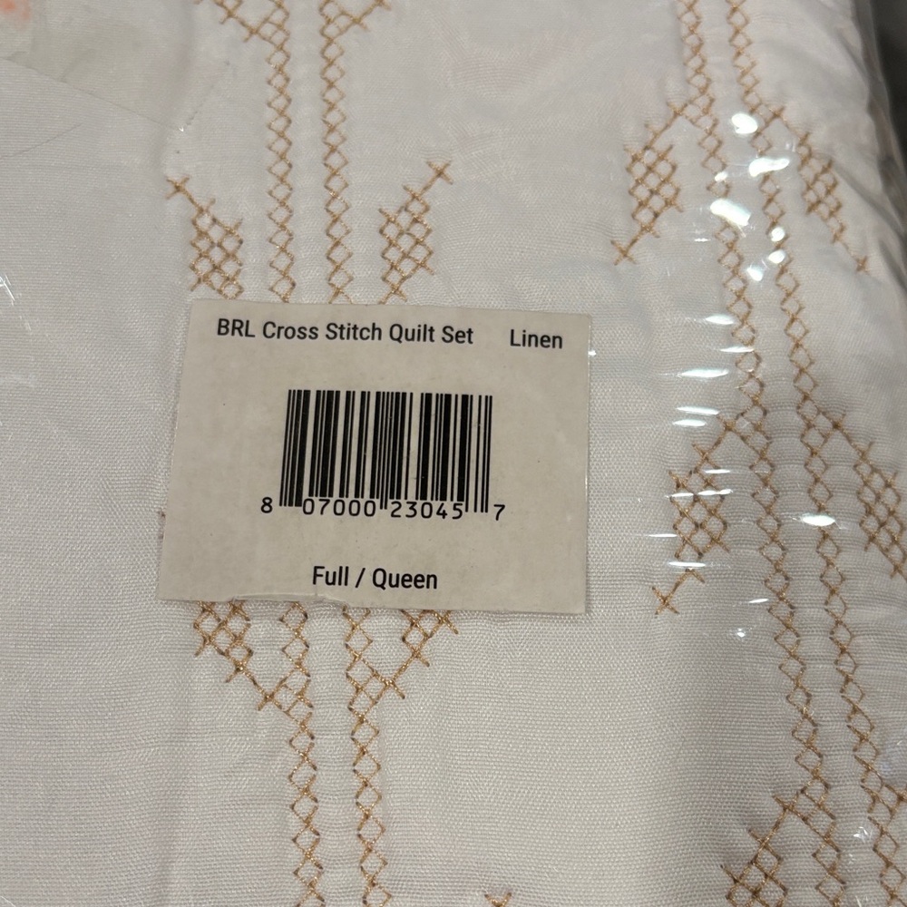 Quilt Full/Queen Cream Cross Stitch NWT - Picture 3 of 4